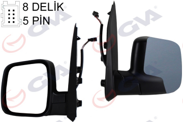 DIŞ DİKİZ AYNASI SOL FIORINO-BIPPER-NEMO 07 ELEKTRİKLİ ISITMALI ASTARLI KONVEKS 5 FİŞ VM-6115EHPL Marka : GVA