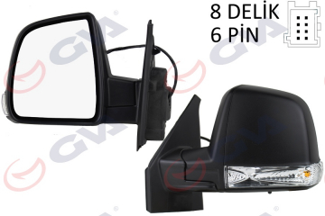 DIŞ DİKİZ AYNASI SOL DOBLO 11 ELEKTRİKLİ SİNYALLİ SİYAH KAPAKLI TEK CAM KONVEKS 6 FİŞ VM-668EHL Marka : GVA