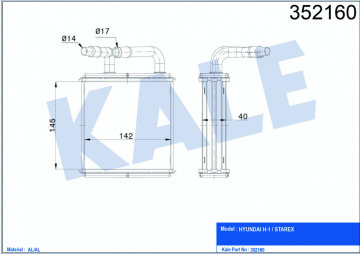 KALORİFER AL/PL/BRZ H-1-STAREX 2.4İ-2.5 TD 97 Marka : KALE