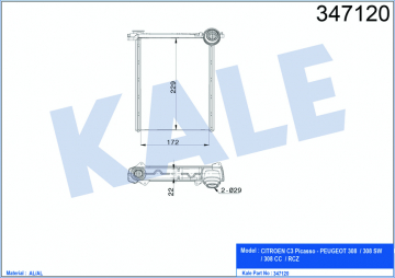 KALORİFER RADYATÖRÜ 308 1.4 16V-1.6 16V 07 C3 1.4VTI 09 KİLİMALI-KİLİMASIZ ARAÇLAR İÇİN Marka : KALE