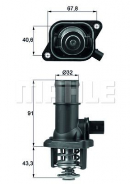 TERMOSTAT KOMPLE A3-CORDOBA-IBIZA III-OCTAVIA-BORA-GOLF IV-POLO-1.6 105C Marka : MAHLE