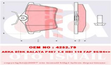 ARKA BALATA P407 1.6 HDI 1.8-2.0 04 607 00 C5 08 Marka : TRW