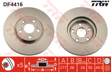 ÖN FREN AYNASI AVENSIS 1.6VVTI-1.8VVTI-2.0 D4 VVT-İ-2.4 03 277x26x5DLxHAVALI Marka : TRW