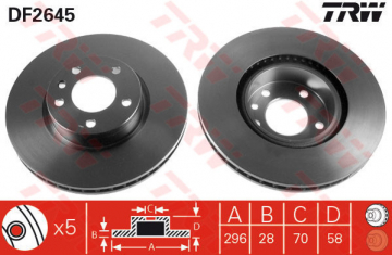 ÖN FREN AYNASI OMEGA A-B 2.6-3.0 24V 90/7.03 SENATOR 90/93 296x28x5DLxHAVALI Marka : TRW