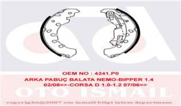 ARKA PABUÇ BALATA FIORINO-BIPPER-NEMO 08 PANDA 09 PUNTO 05 CORSA D 1.0 1.2 06 203x38 GS8739 Marka : TRW