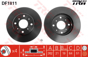 x ÖN FREN AYNASI ROVER 800 86-97 262x21x4DLxHAVALI Marka : TRW