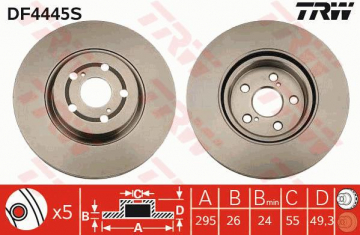 ÖN FREN AYNASI AVENSIS 2.4-2.0D-4D 03 COROLLA VERSO 1.8-2.0D-4D 04 295x26x5DLxHAVALI Marka : TRW
