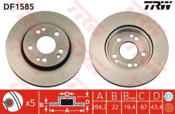 ÖN FREN AYNASI HAVALI MB W201 190E 2.3 16V-2.5 16V 84-92 - W124 200E-300E 85-93 - W124 200D-25 Marka : TRW