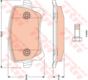 ARKA BALATA CADDY-TIGUAN-PASSAT-A6-Q3 11 GDB1763 WVA 24483 105.5X56.4X17 MM Marka : TRW