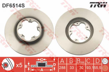 ÖN FREN AYNASI TOURNEO CUSTOM-TRANSİT CUSTOM 2.2 TDCİ 12 HAVALI 288mm/5D Marka : TRW