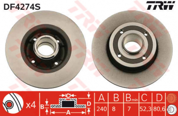 ARKA FREN AYNASI MGN II 11.02 MODUS 04 CLIO III 06.05 240x8x4DL xxx Marka : TRW