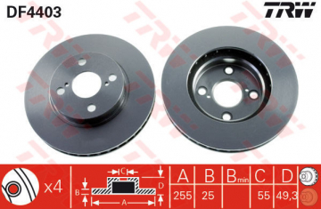 ÖN FREN AYNASI COROLLA 1.4-1.6-1.8 VVT-i 01/02 255x25x4DLxHAVALI Marka : TRW