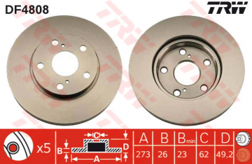 ÖN FREN AYNASI TOYOTA AURIS-COROLLA 1.4VVTİ-1.6VVTİ-1.4D-4D 07 273x26x5DLxHAVALI 0986479425 Marka : TRW