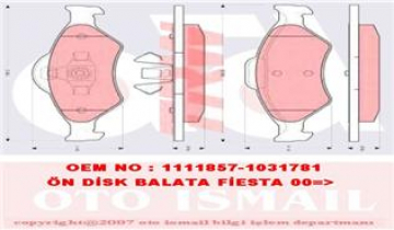 ÖN BALATA FIESTA 95 02 FORD KA 96 MAZDA 121 96 Marka : TRW