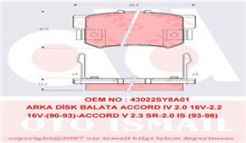 ARKA BALATA CIVIC VII 01-05 - CIVIC VIII 05 ACCORD VII 98-02 - ACCORD VIII 06 Marka : TRW