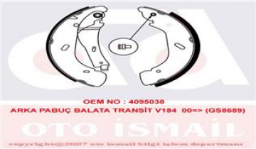 ARKA PABUÇ BALATA TRANSİT V184 2.3 2.4DI 2.4TDE 2.4TDCİ 00-5.06 280x64 Marka : TRW