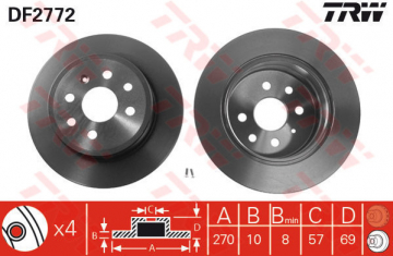 ARKA FREN AYNASI VECTRA B 1.6i 16V-1.7 TD 95-00 270x10x4DL Marka : TRW
