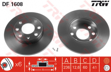 ÖN FREN AYNASI CORSA A-B-ASTRA F-VECTRA A-ASCONA C-KADETT D-E 236x12.6x6DL Marka : TRW