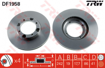 ÖN FREN AYNASI ACCENT 94 S-COUPE92 PONY 90-95 1.3-1.5-1.5İ 242x19x4DLxHAVALI Marka : TRW