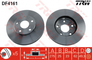 ÖN FREN AYNASI RAV4 II 1.8VVT-2.0 16V 00 2.0VVTI-2.4VVTI-2.0D-4D 01 275x25x5DLxHAVALI Marka : TRW