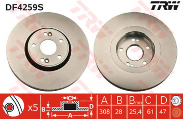 ÖN FREN AYNASI LGN 2.0 16V TURBO 03 2.2DCI 05 3.0 V6 24V 01 308x28x5DLxHAVALI Marka : TRW