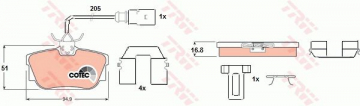 ARKA BALATA FİŞLİ TRANSPORTER T4-CARAVELLE 2.4 2.5 TDI 90-03 GDB1369 Marka : TRW