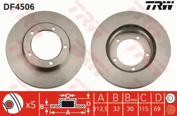 ÖN FREN AYNASI CRUISER 02-0 312.9x32x30xHAVALI Marka : TRW