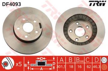 ÖN FREN AYNASI TOYOTA RAV 4 2.0 16V 94-00 301.5x18x5DLxHAVALI Marka : TRW