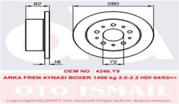 ARKA FREN AYNASI DUCATO I II III 94 BOXER I II II 94 JUMPER I II III 94 280x16x5DL 1.4Q Marka : TRW