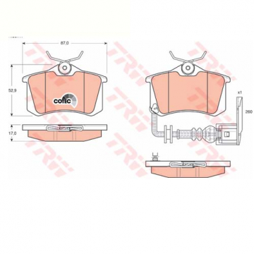 ARKA BALATA FLUENCE-MGN II-III-207-308-307-PARTNER-C3-C4-BORA-PASSAT 97 GOLF IV-V-POLO FİŞLİ Marka : TRW