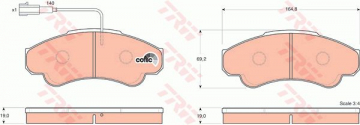 ÖN BALATA FİŞLİ DUCATO 02/06 BOXER 02/06 JUMPER 02/06 B.Y TİP 1800 KG Marka : TRW