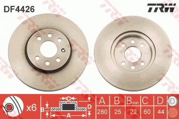 ÖN FREN AYNASI ASTRA H 1.4-1.6 04 MERIVA 1.6 03 COMBO 1.3 CDTİ 4.05 280x25x4DLxHAVALI Marka : TRW