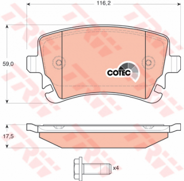 ARKA BALATA VW TRANSPORTER T5 03-09 A4 04-09 A6 04-11 A8 03-10 FİŞSİZ Marka : TRW