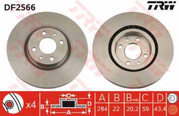 ÖN FREN AYNASI DOBLO 05 IDEA 04 LINEA-BRAVO-STILO 01 1.3D-1.9JTD-2.4JTD-2.0-1.6D 284x22x4DLxHAVALI Marka : TRW