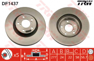 ÖN FREN AYNASI SUBARU FORESTER 2.0 5 BIJN 277MM TURBOSUZ IMPREZA LEGACY Marka : TRW