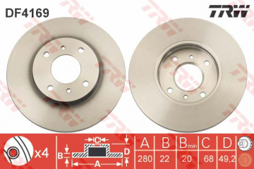 ÖN FREN AYNASI ALMERA 1.5ie 16V 00-02 PRIMERA 2.0ie 16V 96-02 280x7.7x4DLxHAVALI Marka : TRW