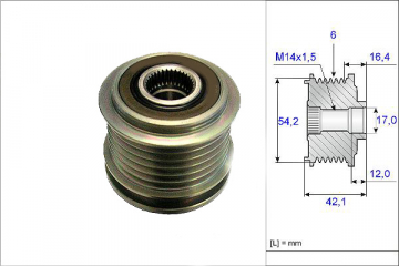 ALTERNATÖR KASNAĞI RULMANLI CMAX-FOCUS CMAX-FOCUS II-FUSION--KUGA I-VOLVO C30-S40-V50 1.6-2.0 FIAT Marka : VALEO