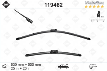 SİLECEK SWF VisioFlex Flat Blade X2 630 500 mm VOLVO S90 V90 XC90 03/2015 PORSCHE TAYCAN 2019 AUDI A6 A7 A8 Q3 Q5 Q8 Marka : VALEO
