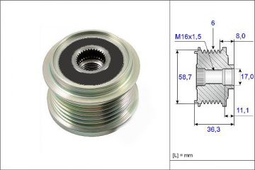 ALTERNATÖR KASNAĞI RULMANLI DUCATO-BOXER-JUMPER-TRANSİT TOURNEO 2.2HDİ-2.2TDCİ ALT 0121615002 Marka : VALEO