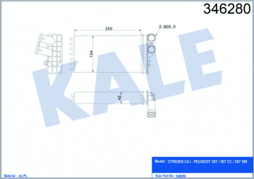 KALORİFER RADYATÖRÜ C4 04 P307 04 AC KLİMASIZ 247x134x42 Marka : KALE