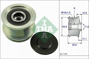 ALTERNATÖR GERGİ RULMANI ALTERNATÖR KASNAĞI PASSAT-A4-A6 1.8-2.0 TFSI BZB Marka : INA