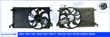 FAN MOTORU DAVLUMBAZLI FORD CMAX-FOCUS-FOCUS II-VOLVO C30-S40 II-V50 250W-390mm Marka : KALE