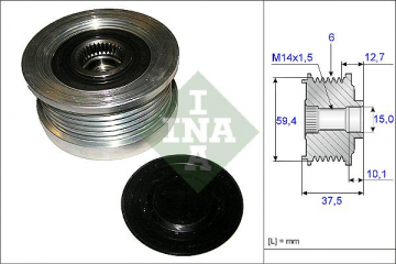 ALTERNATÖR KASNAĞI RULMANLI ACCENT-GETZ-MATRIX 1.5 CRDI 02 6 KANAL 535011010 Marka : INA