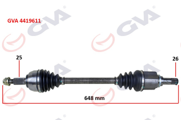 KOMPLE AKS SOL DACIA DOKKER 1.5 DCI 12- 648mm Marka : GVA