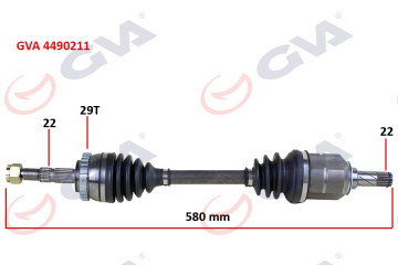 KOMPLE AKS SOL CORSA C-COMBO 1.3 CDTI-1.7DTI 00-06 29 DİŞ ABS Lİ 580mm Marka : GVA
