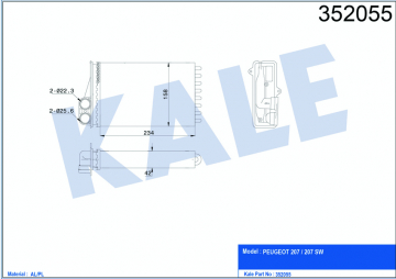 KALORİFER RADYATÖRÜ KLİMALI-KLİMASIZ P207-1.4-1.4 16V-1.6HDI-1.6 16V 06 Marka : KALE