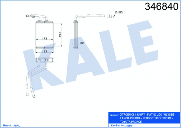 KALORİFER RADYATÖRÜ SCUDO 07 JUMPY 07 ULYSSE 07 P807 05 250x180x33 Marka : KALE