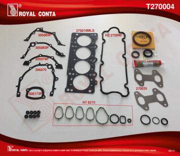 MOTOR TAKIM CONTA SKT KEÇELİ/SUB.LASTİKLİ PALIO 1.2 8V 60-65 HP Marka : ROYAL