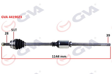 KOMPLE AKS SAĞ MASTER 2 2.5 DCİ 98-10 ABS Lİ 51DİŞ 1144mm Marka : GVA