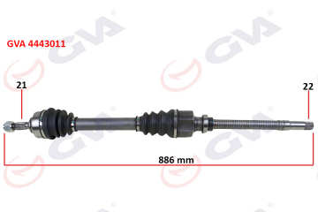 KOMPLE AKS SAĞ PEUGEOT 206 1.4-1.6 TU5 98-06 886mm Marka : GVA